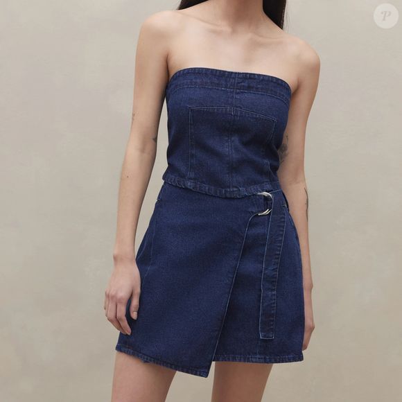 Top Sem Alça Jeans